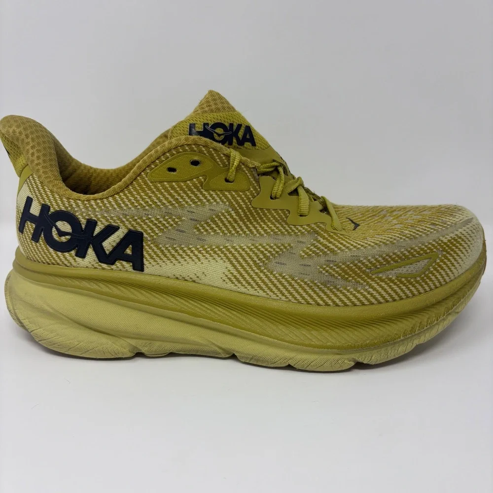 Hoka Clifton 9 Mens Size 9 Yellow Black Athletic Running Shoes Sneakers